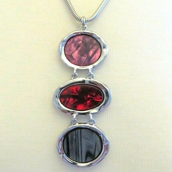 Chico's Jewelry - CHICO'S MODERN SILVER/MULTI-COLOR MOTHER OF PEARL TRIPLE PENDANT NECKLACE**NEW